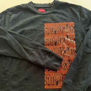 Large long sleeve Supreme mens T - black